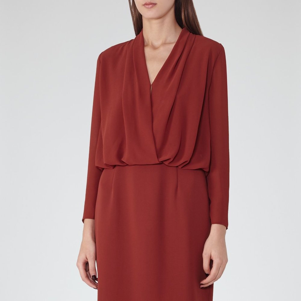 Reiss Red Blue Wrap-top Dress